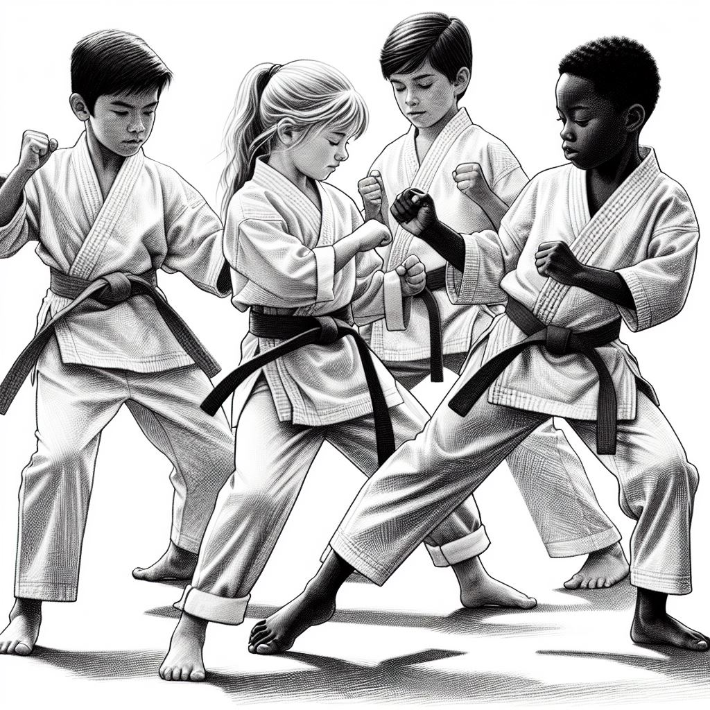 Grup de copii care practica Karate